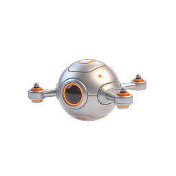 Futuristic Drone Icon | 3D Silver Quadcopter Technology