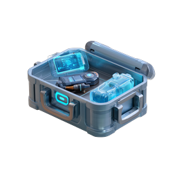 Icono de caja de botín Sci-Fi futurista con interior tecnológico brillante