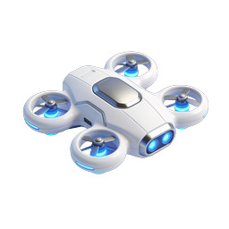 Icono de dron cuadricóptero futurista - Diseño tecnológico 3D