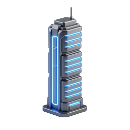 Futuristic Server Tower Icon - 3D Neon Tech Design