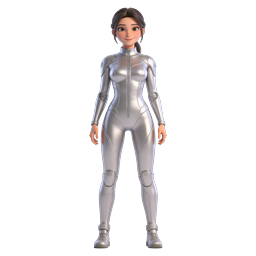 Futuristic Silver Suit Female Character Icon | 3D Render