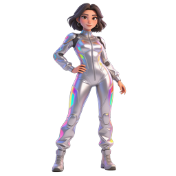 Futuristic Silver Woman Sci-Fi Character Icon