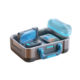 Futuristic Tech Briefcase Icon - Glowing Cyberpunk Case