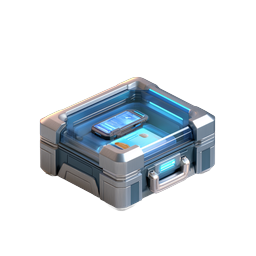 Futuristic Tech Case Icon with Glowing Blue Accents