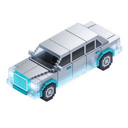 Futuristic Isometric Truck Icon - 3D Cyberpunk Design