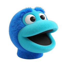 Ícone de personagem monstro azul peludo e adorável | Renderizado 3D