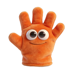 Icône de personnage main pelucheuse orange amicale – cartoon 3D