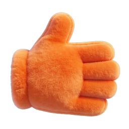 Fuzzy Orange Thumbs Up Icon - 3D Plush Like Symbol