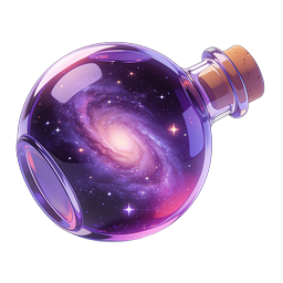 Galaxy Potion Bottle Icon - Magical Cosmic Elixir Glass