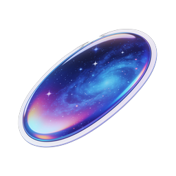 Galactic Space Oval Sticker Icon with Holographic Effect