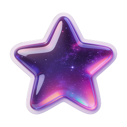 Galaxy Star 3D Glossy Icon - Cosmic Purple Pink