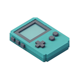 Retro Game Boy Voxel Icon - Isometric 3D Gaming Console
