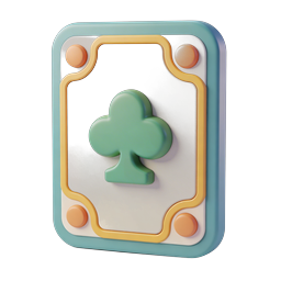 3D Game Card Club Icon - Clay Style Playing Card