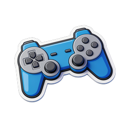 Blue Game Controller Icon - 3D Sticker Gaming Graphic