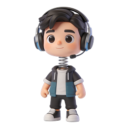 Cute 3D Gamer Boy Avatar with Gaming Headphones