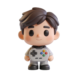 Cute 3D Gamer Boy Character with Gamepad Controller