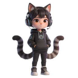 Gaming Cat Girl 3D Icon - Anime Chibi Character