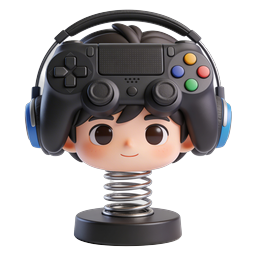 Chibi Gamer Character with Controller and Headphones Icon