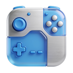 Gaming Controller Icon - Blue & Silver Gamepad