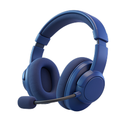 Blue Gaming Headset with Microphone Icon | 3D Render