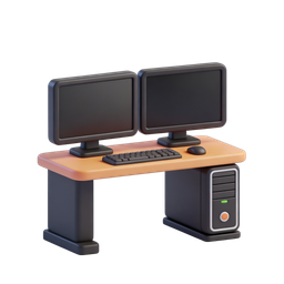 Dual Monitor Desk Icon for Modern Workspaces