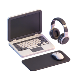 Modern Laptop and Headphones Icon for Technology Use