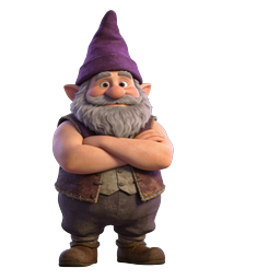3D Garden Gnome Character Icon with Purple Hat