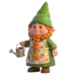 Charming Garden Gnome Character with Watering Can