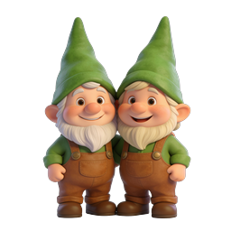 Adorable Garden Gnome Friends 3D Illustration