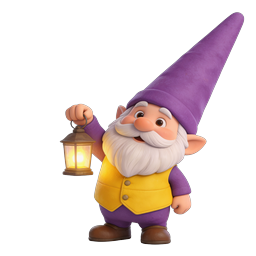 Charming Garden Gnome with Lantern - 3D Character Icon