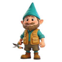 Garden Gnome Pruner Character 3D Icon
