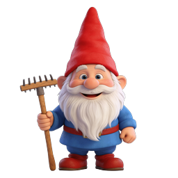Charming Garden Gnome with Rake - 3D Clay Icon