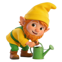 Cheerful Garden Gnome with Watering Can - 3D Icon