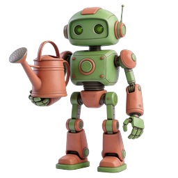 Friendly Garden Robot with Watering Can 3D Icon