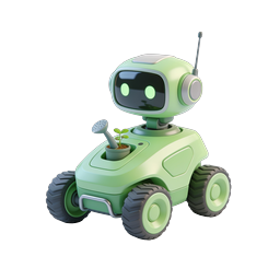 Cute Green Garden Robot Icon - AI Agriculture & Plant Care