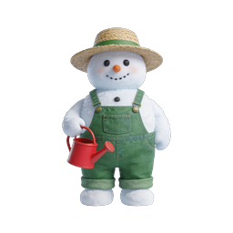 Cute Gardener Snowman with Watering Can 3D Icon
