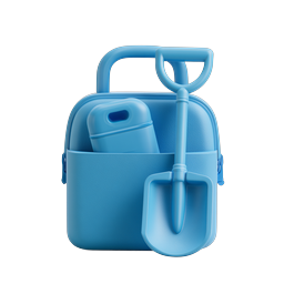 Gardening Bag with Shovel Clay-Style 3D Icon