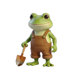 Adorable Gardening Frog Icon for Nature Themes