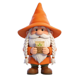 Friendly Garden Gnome Character Holding Seed Packet Icon