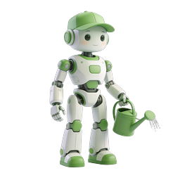 Friendly Gardening Robot Icon - 3D Rendered