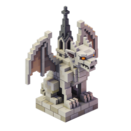 Voxel Gargoyle Statue 3D Isometric Fantasy Icon
