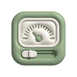 Clay-Style Gauge Meter Icon - 3D Measurement Indicator