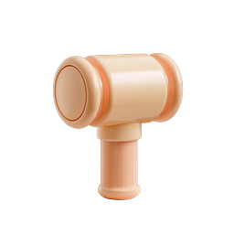 3D Gavel Hammer Icon - Glossy Clay Style
