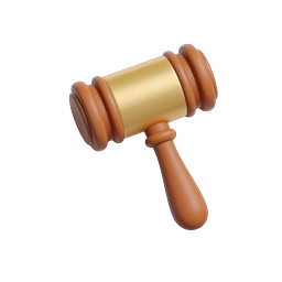 3D Gavel Hammer Icon for Legal & Law Apps