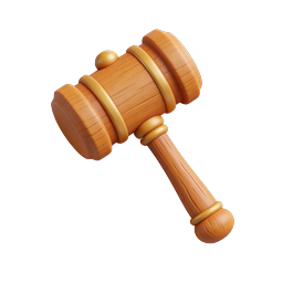 3D Gavel Judge Hammer Icon - Legal & Court Symbol