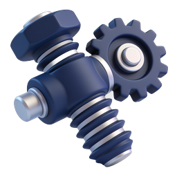 3D Gear and Bolt Mechanical Settings Icon