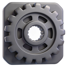 3D Metal Gear Settings Icon for Configuration Menus