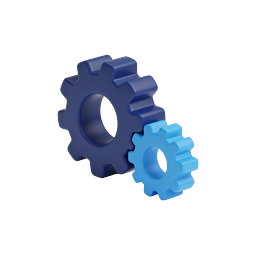 Gear Settings Icon - 3D Blue Configuration Symbol