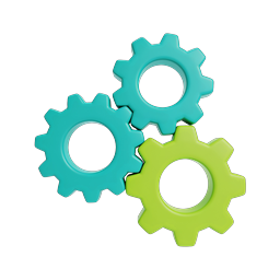 3D Gears Settings Icon | Teal & Green Configuration
