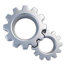 3D Silver Gears Settings Icon - Metallic Cog Design